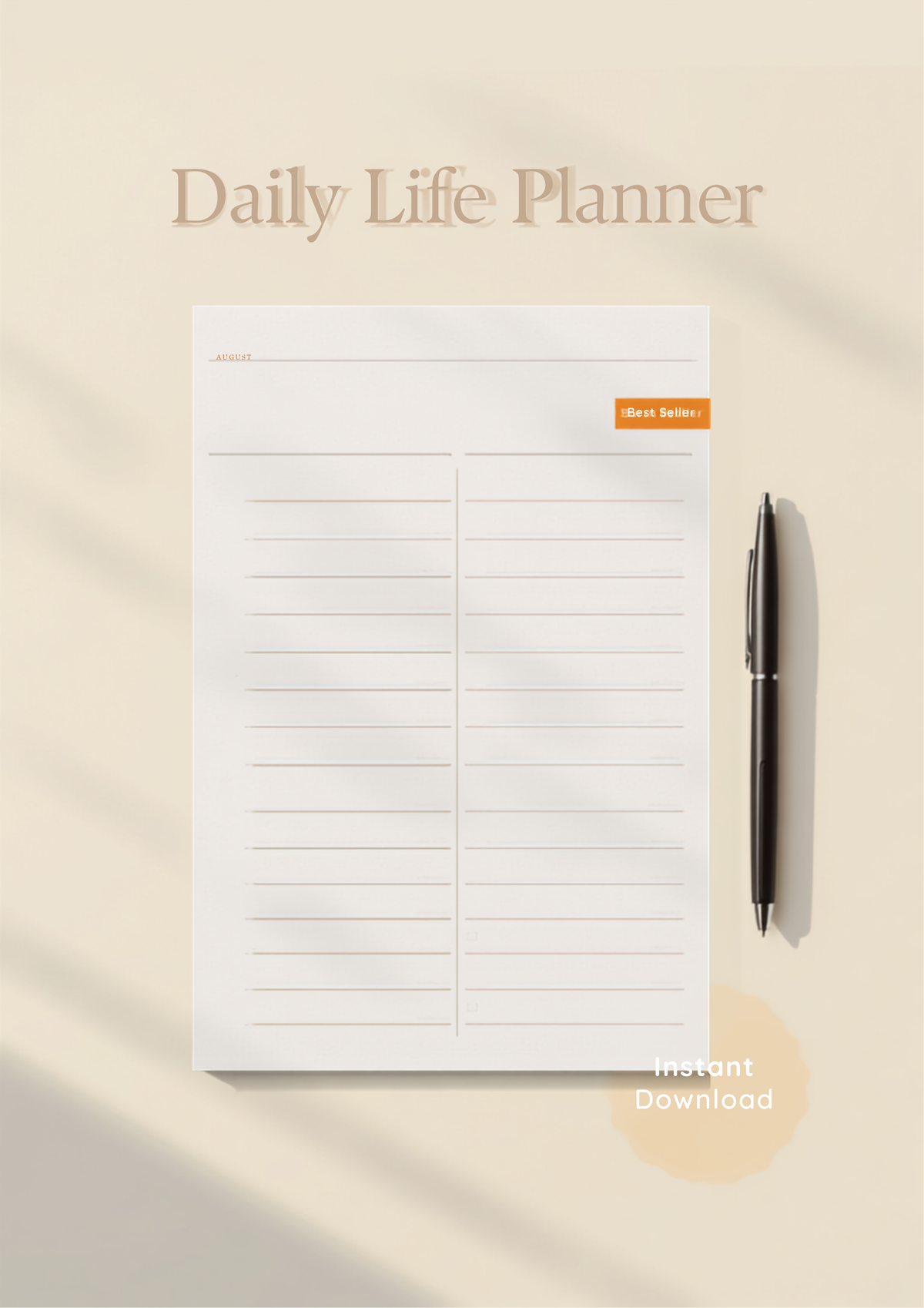 Daily Life Planner free sample cover - elegant design