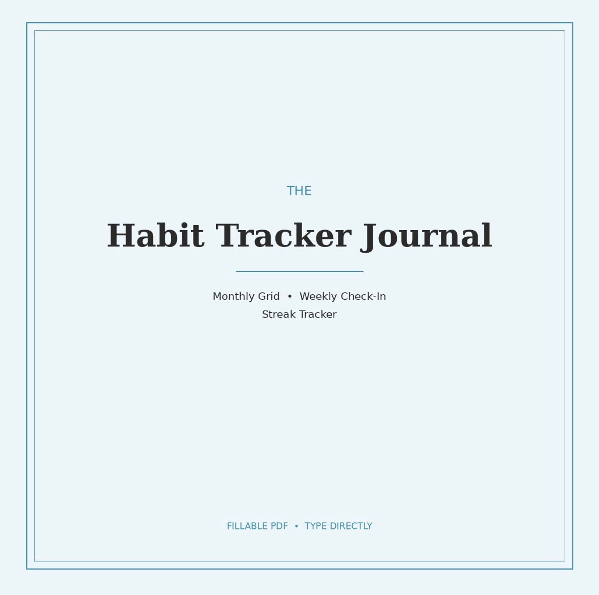 Habit Tracker Journal (Editable Fillable PDF)