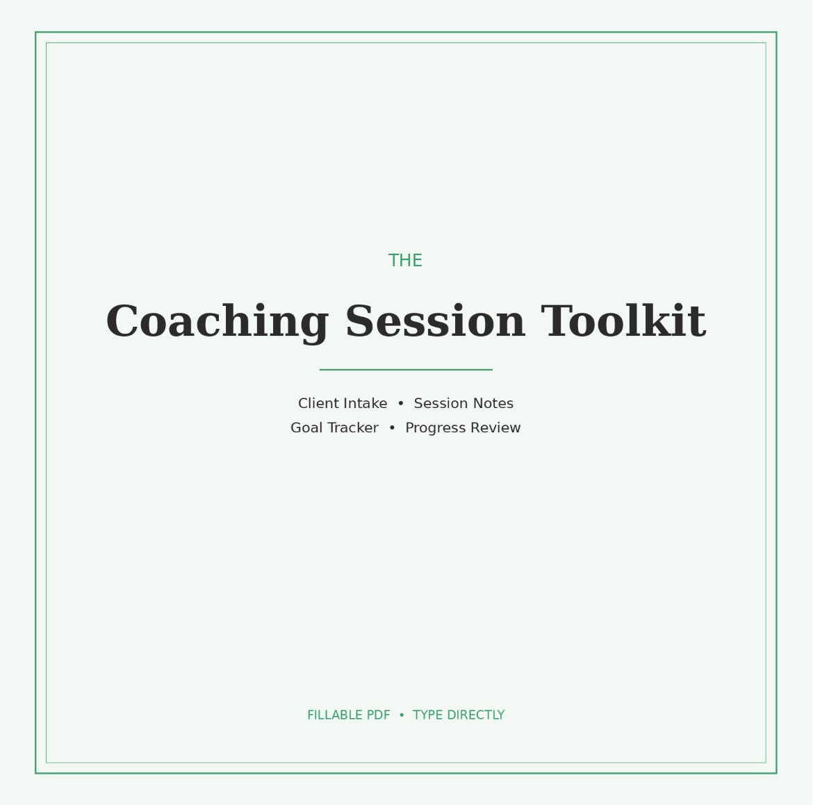 Coaching Session Toolkit (Editable Fillable PDF)