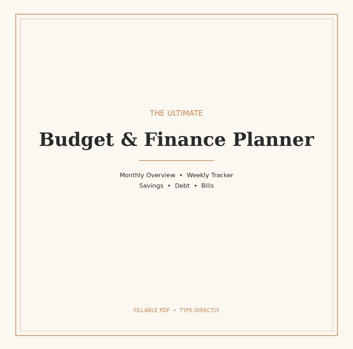 Ultimate Budget & Finance Planner (Editable Fillable PDF)