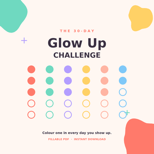 30-Day Glow Up Challenge (Editable Fillable PDF)