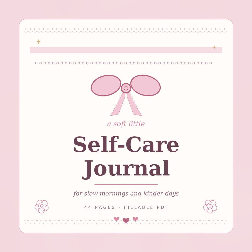 Coquette Self-Care Journal — 44 Page Pink Aesthetic (Editable Fillable PDF)