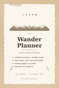 The Wander Planner — 64 Page Vintage Undated Planner (Editable Fillable PDF)